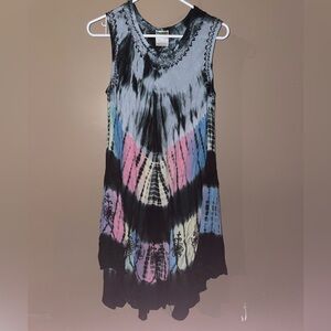 India Boutique Multicolor Sleeveless Tie-Dye Dress sz Small SOFT and LIGHT